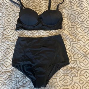 Topshop Pinup High Waisted Bikini in Black